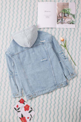 Jeansjacke mit Kapuze im Used-Look